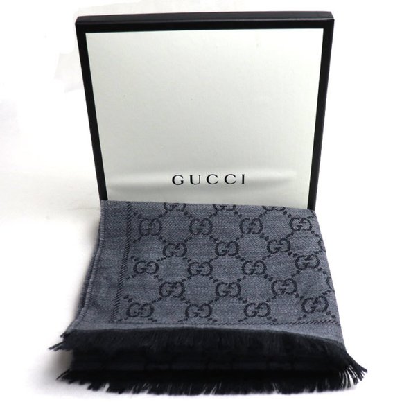 GUCCI Gucci GG Pattern Winter Scarf Muffler Stole Gray 133483 Unisex - Picture 7 of 7